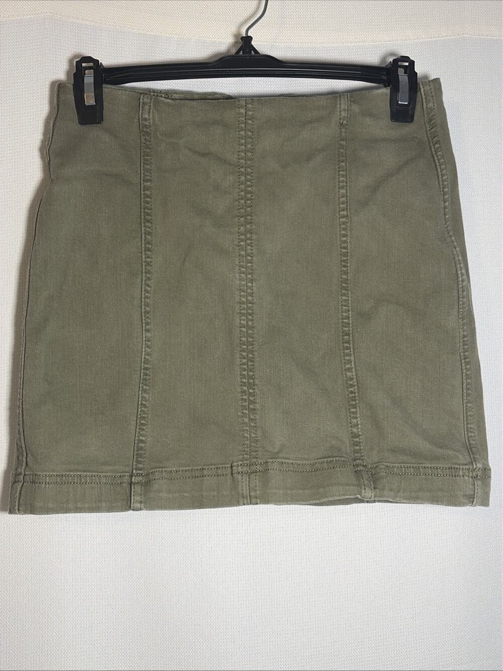Free People Modern Femme Women’s Army Green Mini skirt Size 2 Stretch